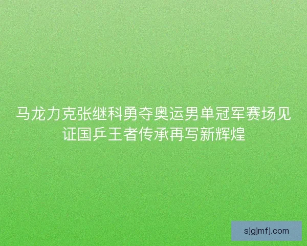 马龙力克张继科勇夺奥运男单冠军赛场见证国乒王者传承再写新辉煌